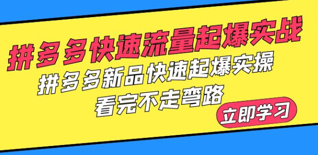 拼多多-快速流量起爆实战，拼多多新品快速起爆实操，看完不走弯路