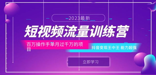 短视频流量训练营：百万操作手单月过千万的项目：抖音变现王中王 能力超强