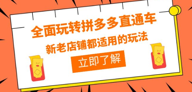 全面玩转拼多多直通车，新老店铺都适用的玩法（12节精华课）