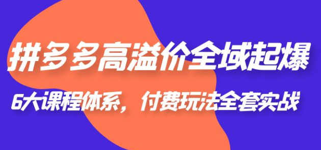 拼多多-高溢价 全域 起爆，6大课程体系，付费玩法全套实战！