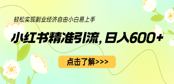 小红书精准引流，小白日入600+，轻松实现副业经济自由（教程+1153G资源）